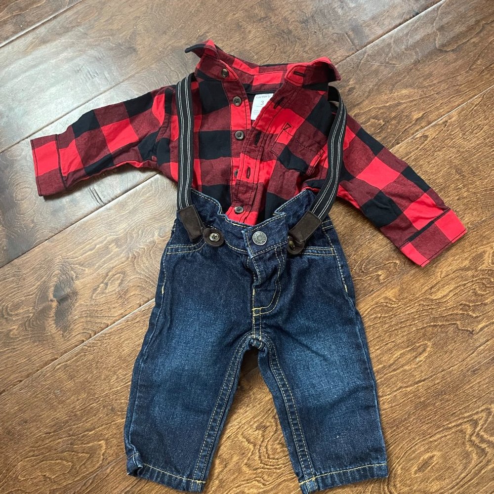 3 Month Baby Button Down with Jeans